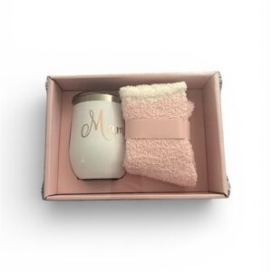 Pink and White Gift Set with Socks and Tumbler